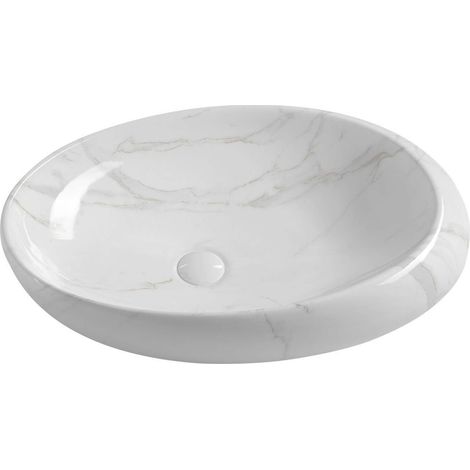 Sapho Dalma - Aufsatzwaschtisch, 68x44 cm, ohne Hahnloch, ohne Überlauf, Carrara MM317
