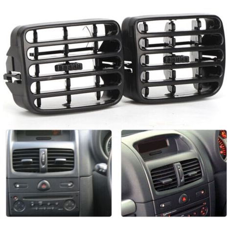 2 Grilles d´aération ventilation centrale noir du tableau de bord pour Clio MK2 1998‑2006 (1/5)