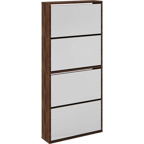 Maison Exclusive - Scarpiera con Specchio a 4 Livelli Rovere Marrone 63x17x134 cm
