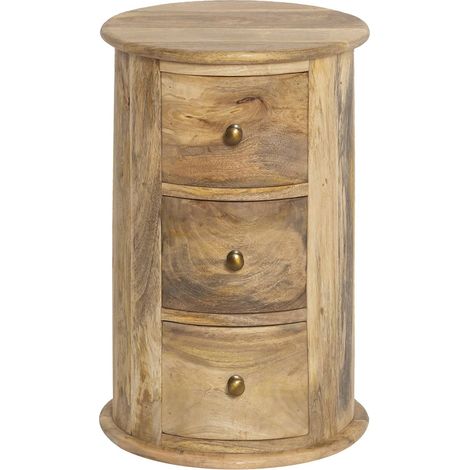 Made In Meubles – Table de chevet en bois de manguier – 3 tiroirs – Dimensions 60x40x40 cm – Rangement pratique pour livres et objets personnels