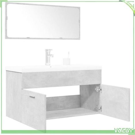 Ensemble de meubles de salle de bain 3 pcs - FAF7291712442193 - Gris béton - Lavabo céramique blanc - 90×38,5×46 cm (1/5)