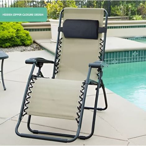 Coussin pour chaise longue, chaise de jardin, coussin de voyage, coussin cervical, 37 x 17 cm, noir (1/4)