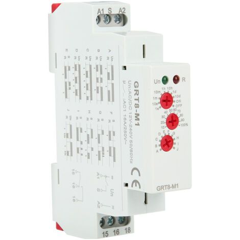Relais temporisé multifonctionnel GRT8-M1 à 10 fonctions, montage sur rail DIN, AC/DC 12 V240 V