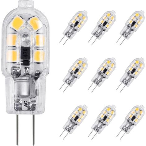 G4 LED Ampoule.10-Pack 20W Ampoules Halogènes Équivalentes.Ampoule LED G4 2W Économie Pour Les Ampoules de Hotte.AC/DC 12V 180LM 3000K (1/5)
