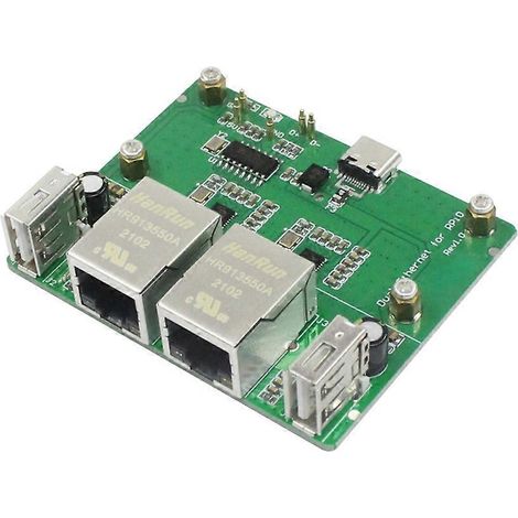 Carte d'extension double Ethernet RJ45 pour Raspberry Pi Zero 2W haute vitesse (1/4)