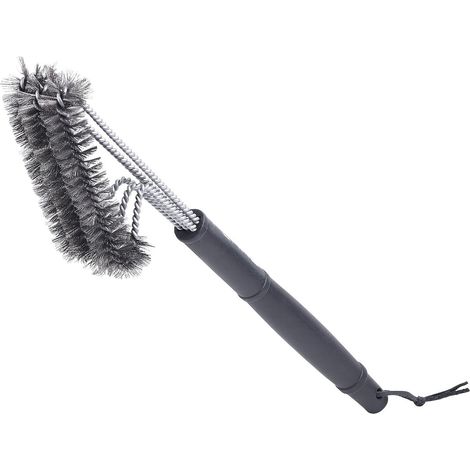 1 Brosse Acier Inoxydable, Triple Brossage, Manche Long 45 Cm, Pour Barbecue Et Cuisine (1/5)