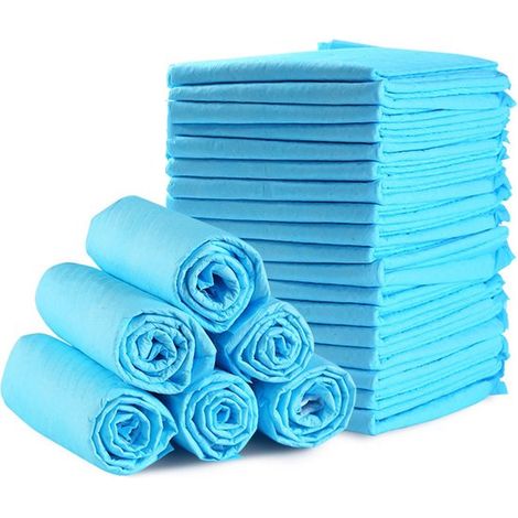 Alfombrilla superabsorbente orina perro 60x45 cm, Alfombrilla absorbente desodorante adhesivo carbón bambú engrosado (50, 50 unidades (1/5)