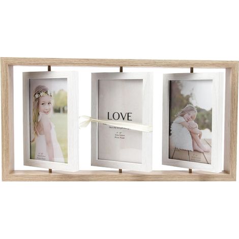 Cadre photo rotatif pour photos de 10 x 15 cm, cadre photo en bois double face, collage, 6 photos, cadeaux pour anniversaire, mariage, vacances