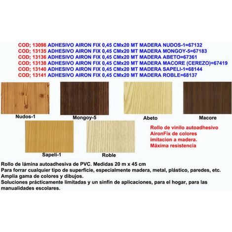 Airon Fix Adhésif 0,45 cm x 20 m Bois Sapelli 168144