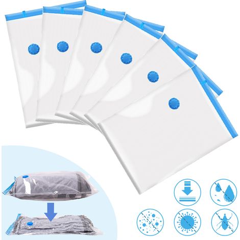 Jiubiaz karpal Vakuumbeutel 6er Set 80x120 CM, Aufbewahrungsbeutel für Kleidung & Bettwäsche, platzsparende Kleidersäcke mit Ventil, wiederverwendbar & transparent (1/5)