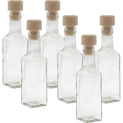 6 Bottiglie in vetro 100 ml con tappo per liquori limoncello decorazioni decoupage bomboniera bottigline olio sali minerali collezione
