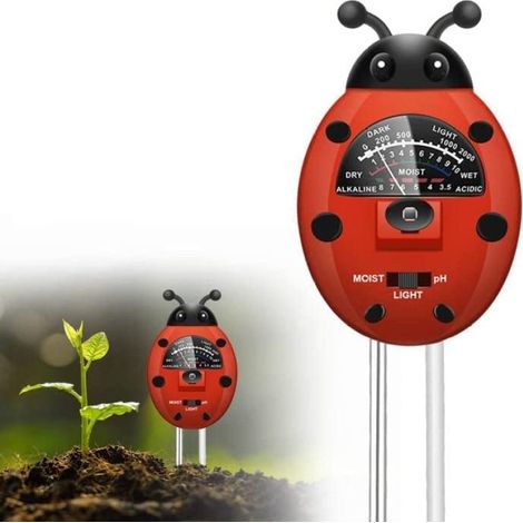 3-in-1 Boden-pH-Tester – Testet Pflanzen, Licht und pH-Wert – Batterielos – Marienkäferform – Garten, Landwirtschaft, Rasen (1/5)