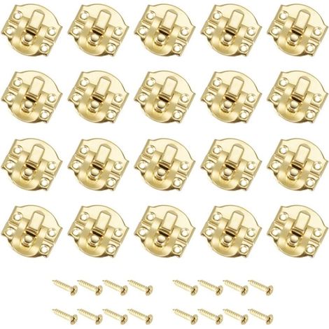 Toggle Catch Lock (21mm x 20mm) 20Pcs, Iron Hasp Latches - for Cabinets Boxes Suitcases, Gold (1/5)