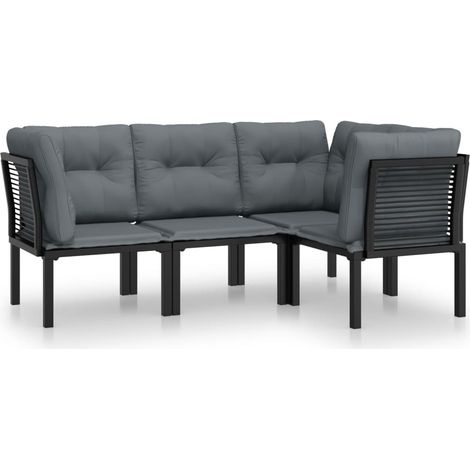 Maison Exclusive - 4-tlg. Garten-Lounge-Set Schwarz und Grau Poly