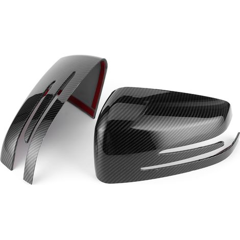 Lot de 2 coques de rétroviseurs latéraux décoratives, compatibles avec Mercedes-Benz ABCE, CLS, CLA et Glace, motif fibre de carbone. (1/5)