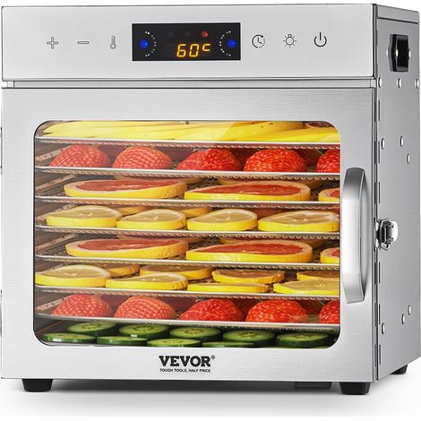 Déshydrateur alimentaire 400 W, température réglable, 8 plateaux en acier inox, pour fruits, viande et légumes (1/5)