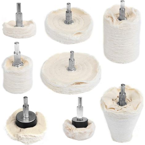Satz mit 8 flachen und konischen Polierscheiben für 6,3-mm-Bohrer (1/4)