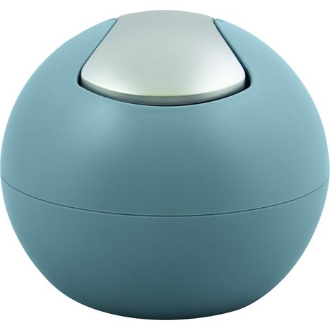 Spirella Cestino da Bagno, Contenitore per Cosmetici, 1 litro, Finitura Lucida o Opaca, con Coperchio Basculante, Cestino da Tavolo, Blu Opaco (1/4)