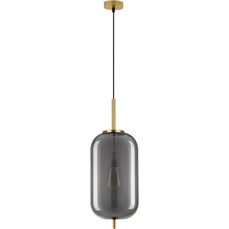 [GEBRAUCHT] B-Ware Nova Luce Pendelleuchte Hängeleuchte Lato E27 Led Gold Rauchig Dimmbar Glas 22cm