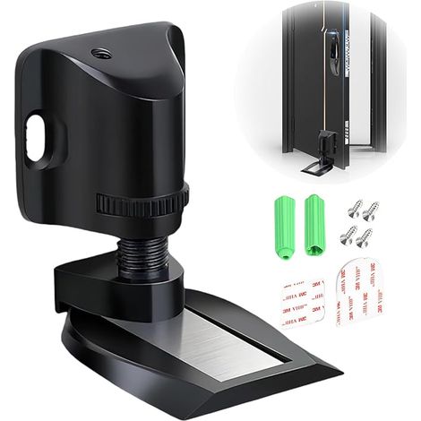 Butee de Porte Magnetique,Butée Réglable Butoir Sol Arret Équipé D'Autocollants et de Vis Door Stop,pour Chambre,Bureau(Noir) (1/5)