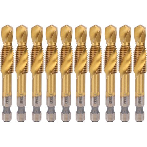 10 Forets taraudeurs en acier rapide HSS revêtus Ti M10, tige 6 pans, accessoires de visserie pour machine (1/5)