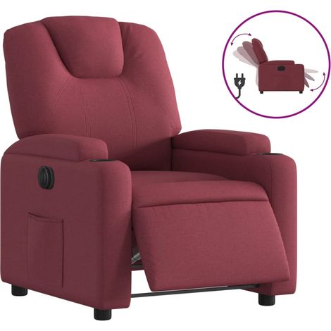 Maison Exclusive - Sillón reclinable eléctrico tela rojo tinto