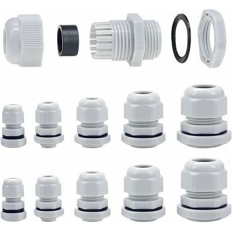 Presse-étoupes M10-M25 40pcs – Pour câbles 3 à 15mm – Écrou de blocage en nylon – Protection étanche contre l'eau et la poussière (1/5)
