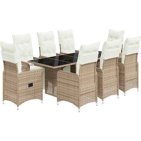 Maison Exclusive - Set de mesa y sillas jardín 9 piezas y cojines
