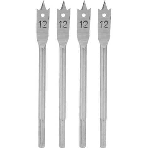 Jeffergarden Jeu de 4 forets plats en acier à haute teneur en carbone pour le travail du bois, 12 mm