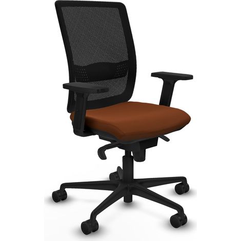 Silla de oficina piqueras y crespo Haches cuero sintético marrón malla negra (1/2)
