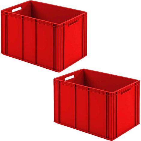 BRB 2 bacs Euro avec 2 poignées traversantes, L x l x H 600 x 400 x 420 mm, fond nervuré (rouge)