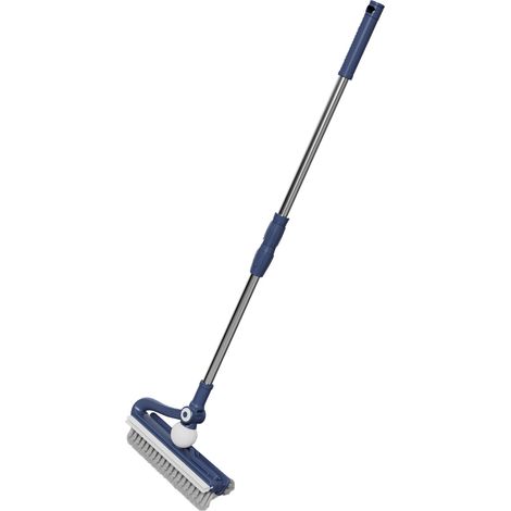 Brosse de sol à manche long pour le nettoyage des sols, terrasse, salle de bain, garage, cuisine, bleu indigo