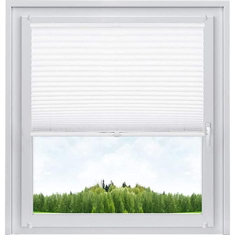 Store plissé WOLTU, sans perçage pour fenêtre ou Porte, 65x100cm, Blanc