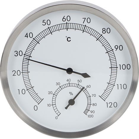 2-in-1 Edelstahl-Thermometer/Hygrometer für Hammam-Saunaräume und Innenräume (1/5)