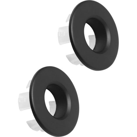 2Pcs Anneaux de trop-Plein Noir Mat en Cuivre, Bouchon Trop Plein Lavabo, pour Évier de Salle de Bain et Cuisine, Accessoires pour Évier avec Trop-Plein (1/5)