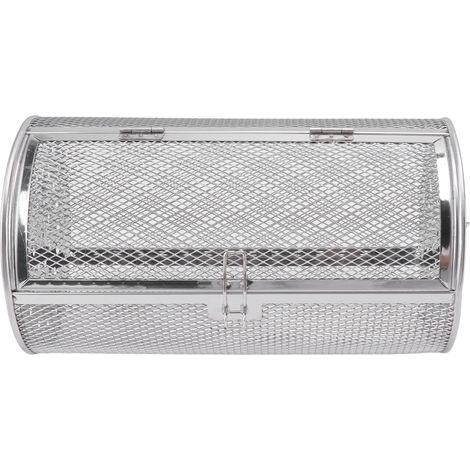 Panier à griller roulant en acier inoxydable, cage à griller ronde en acier inoxydable pour barbecue, cacahuètes, noix séchées et légumes D (1/5)