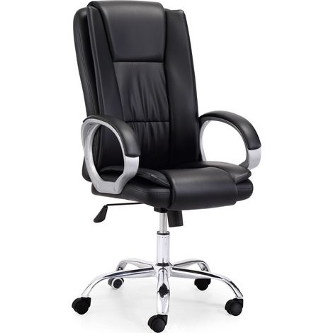 Fauteuil de bureau en simili cuir noir Atlas (1/4)