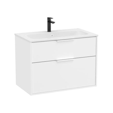 CONJUNTO MUEBLE OPTICA 800 2 CAJONES + LAVABO STONEX BLANCO MATE
