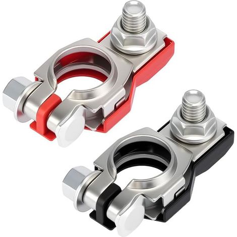 Équipement de borne de Batterie, 2Pcs Set négatif Positif, Connecteur Universel de câble de Voiture Pinces en cuivre Lourdes, Compatible avec 12V / 24V Camion de Voiture Bateau véhicules RV Marins (1/4)
