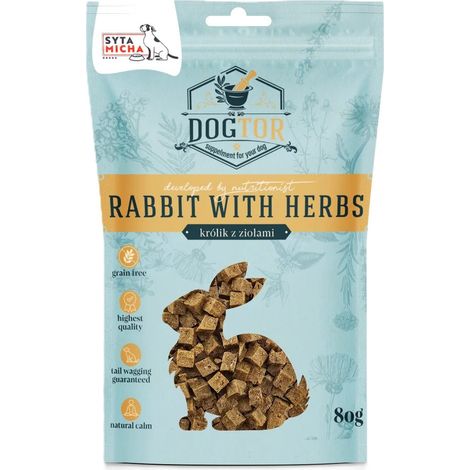 Dogtor Beruhigende Hundeleckerlis 80g Packung – Kaninchen mit Kräutern 80g