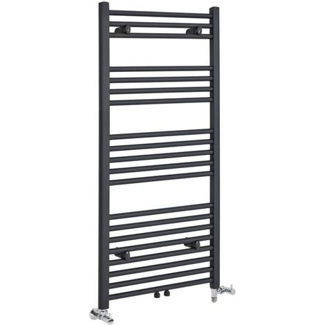 Hudson Reed Neva - Sèche-Serviettes Design Mixte Moderne - Raccordement Central - Anthracite - 118.8 cm x 50 cm