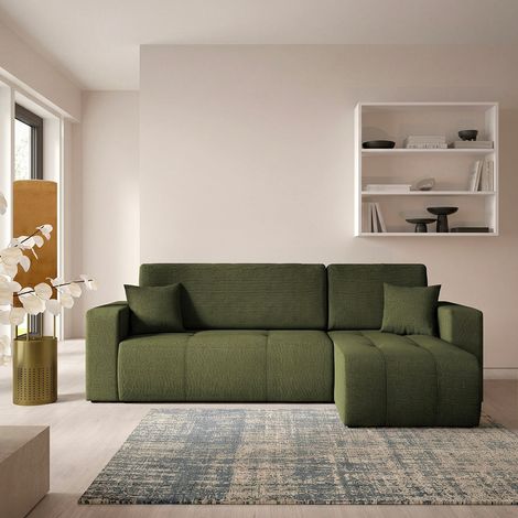 Wendbares 3-Sitzer-Ecksofa mit Stauraum umbaubar zum Bett Vasco Grün (1/5)