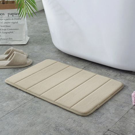 Ede Kaki - Matelassé 4060cm (base en PVC de 1,0 cm avec polaire corail) Tapis de sol en polaire corail, lavable et facile à nettoyer, tapis de salle de bain, absorbant et antidérapant. (1/5)