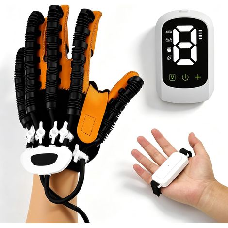 Gants de Rééducation Robotisés, Entraîneur Pression Air Rechargeable, Thérapie Miroir avec Grand Écran LED, Batterie 2400mAh, pour Patients Dysfonctionnement de la Main (Main Gauche, XL) (1/5)