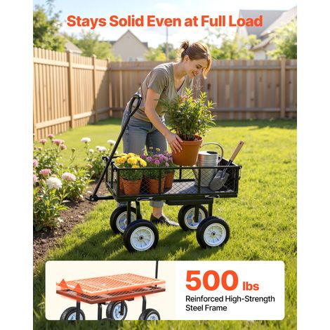 Chariot de Jardin en Acier avec Siège Max. 226,8 kg Chariot de Transport de Jardin pour Terre Bois, avec Côtés Amovibles, Tablette… (1/5)