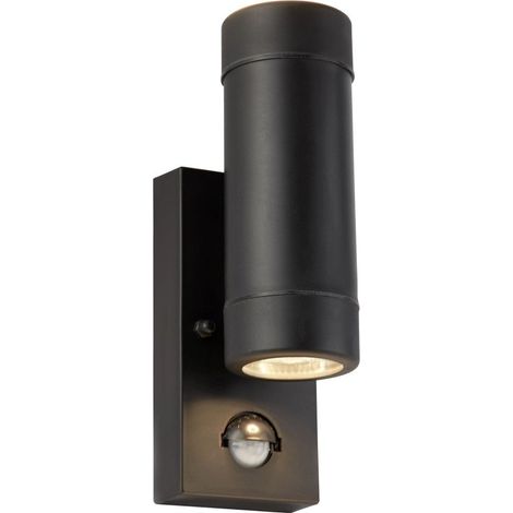 Searchlight Outdoor - Applique murale d'extérieur à 2 lampes noire avec capteur PIR IP44, GU10 (1/3)