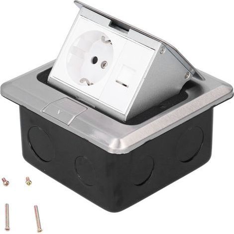 Prise de Sol Etanche, Prise Intégrée Prise de Terre AC 250 V avec Construction en Acier Inoxydable Pouvant être Mise à la Terre Boîte de Prise électrique au Sol Escamotabl (1/5)