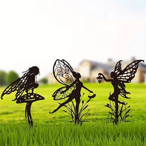 Pack de 3, décoration de Jardin en métal, Convient pour la terrasse, Le Jardin, la pelouse, la décoration extérieure, Cadeaux de décoration de massifs de Fleurs