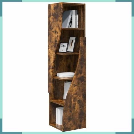889880 Meuble d'angle Chêne fumé 32x32x140cm Bois d'ingénierie (1/5)