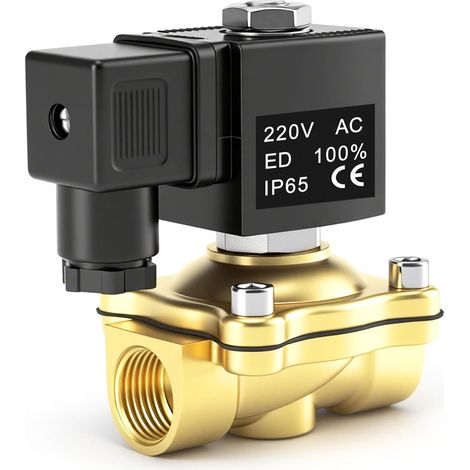 Électrovanne électrique en laiton 220 V CA : 3/4" électrovanne vanne de distribution d'eau soupape solénoïde en laiton pour eau air huile (1/5)